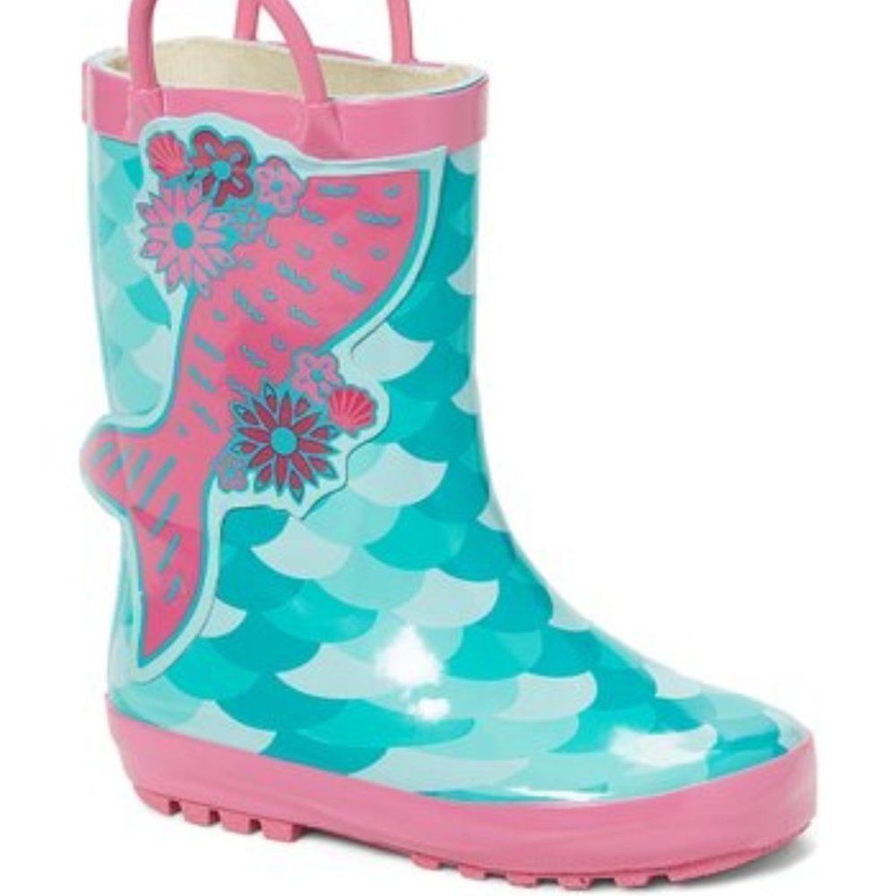 NIP Lilly of New York Mint Pink Mermaid Rain Boots